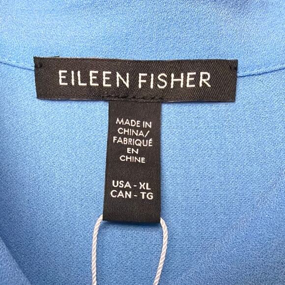 Eileen Fisher Silk Blouse Georgette Crepe Light Blue Size XL NWT Quiet Luxury - Picture 7 of 9